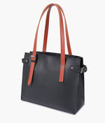 Load image into Gallery viewer, Black satchel tote bag
