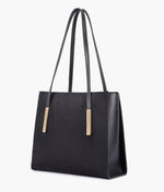 Load image into Gallery viewer, Black suede zipper shoulder bag with long handle
