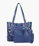 Load image into Gallery viewer, Blue two-piece floral tote
