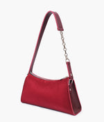 Load image into Gallery viewer, Burgundy suede evening bag with chain handle
