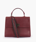 Load image into Gallery viewer, Burgundy flap-over top-handle bag
