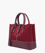 Load image into Gallery viewer, Burgundy suede multi-compartment shoulder bag
