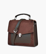 Load image into Gallery viewer, Dark brown suede push-lock messenger bag
